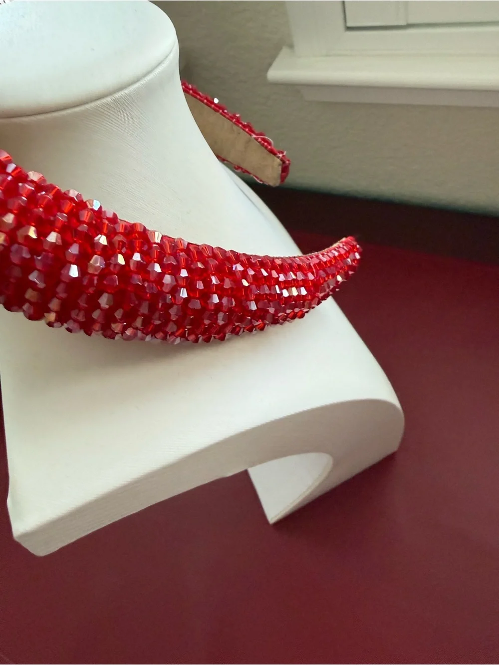 Red Beaded Padded Headband - Women Accessories